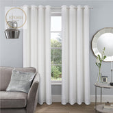 2 Pieces Plain Dyed Velvet Eyelet Curtains-White